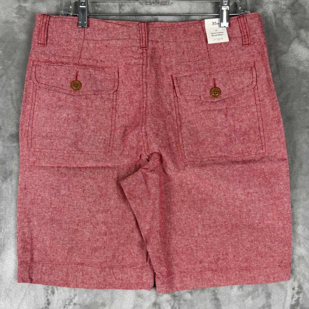 J Crewβ 35W Linen Cotton Beach Short Red Heathered Khaki Shorts Size NWT 35 - Picture 2 of 8